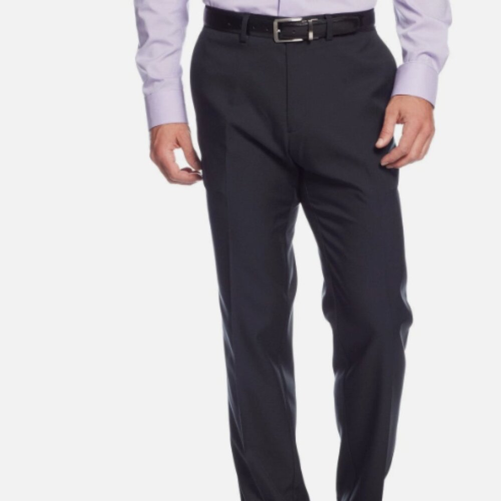 Kenneth Cole Reaction Mens Techni-Cole Black Flat-Front Dress Pants Size 38S 31W